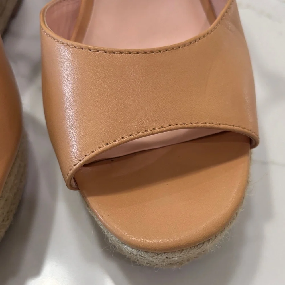 kate spade tan and black striped espadrille wedge sandals